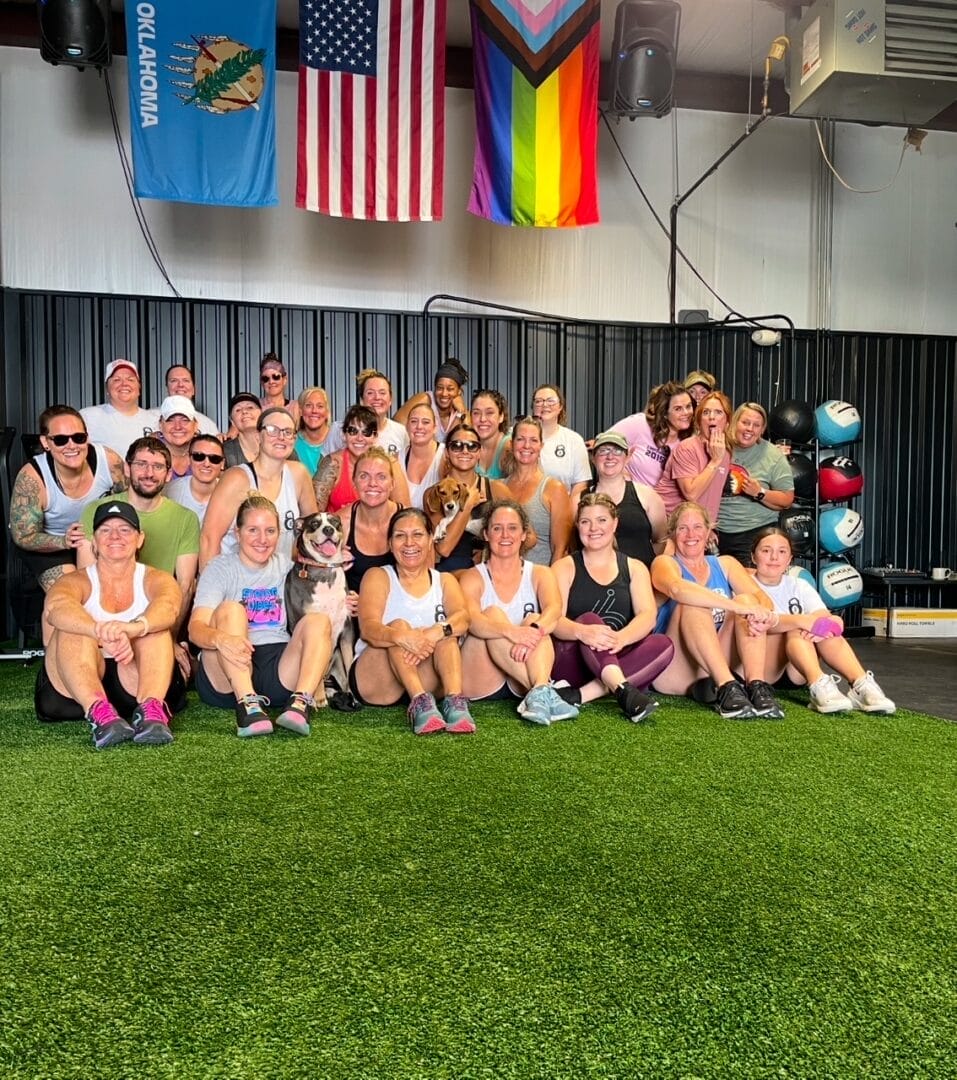 group photo of gym goers following a workout